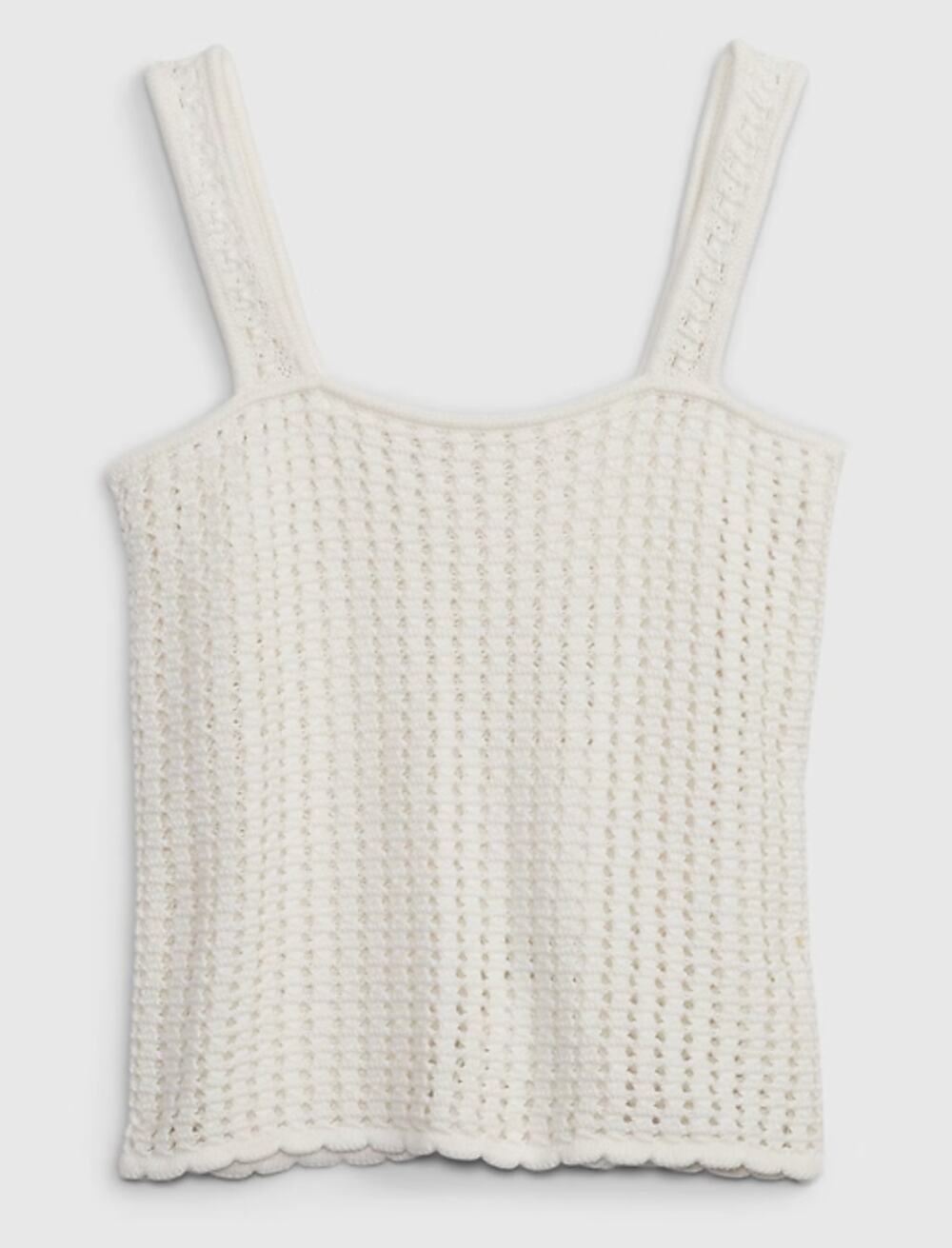 GAP Square Neck Cotton Crochet Knit Tank Top White Small